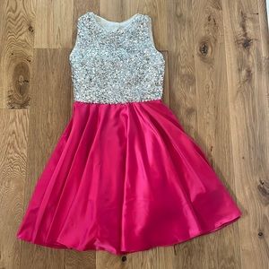 Sparkly Pink & Silver Prom Dress